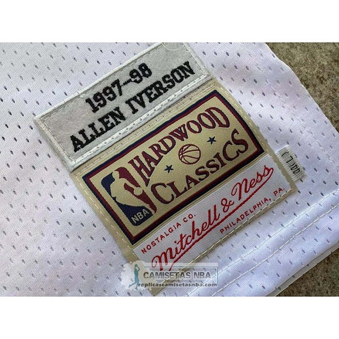Camiseta Philadelphia 76ers Allen Iverson NO 3 Mitchell & Ness 1997-98 Tattoo Blanco